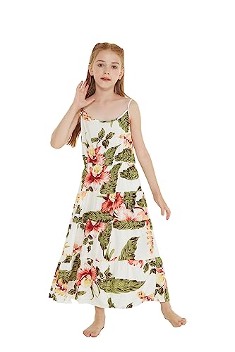 Girl Hawaiian Maxi Tiered Dress in Rafelsia Cream