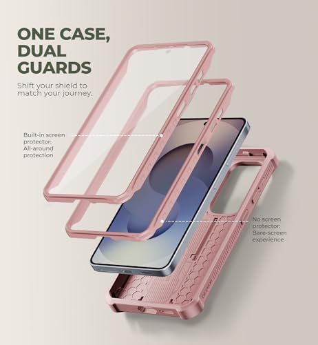Image of Dexnor for Samsung Galaxy S26 Case with Upgraded Slide Camera Cover & 2 Front Frames & Built-in Screen Protector & Kickstand, Heavy-Duty Rugged Case Full-Body Protective Cover(2026),6.3 inch,Peony Pink