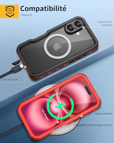 Coque iPhone 16 antichoc chantier pour éviter les écrans brisés et l'eau - 6