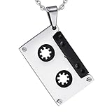 DEARMAMY Colgante De Música Casete Para Hombre Collar De Acero Estilo Hip Hop Regalo Hombre Moda Urbana