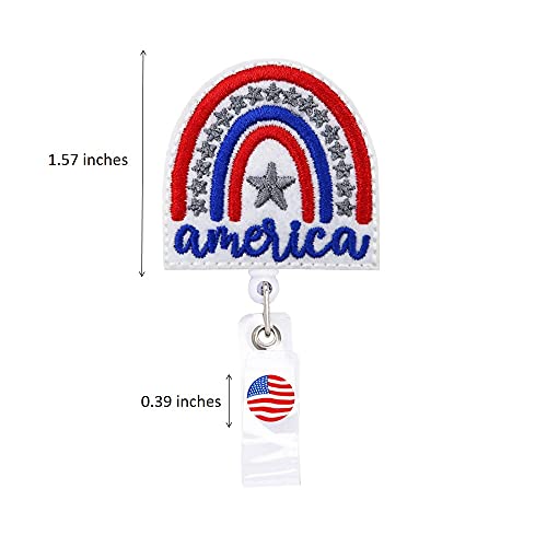 Patriotic Badge Reels, Us Flag Badge Reel, America Rainbow Retractable Name Card Badge Holder Reel With Alligator Clip, 24 Inches Thick Pull Cord #TOP1