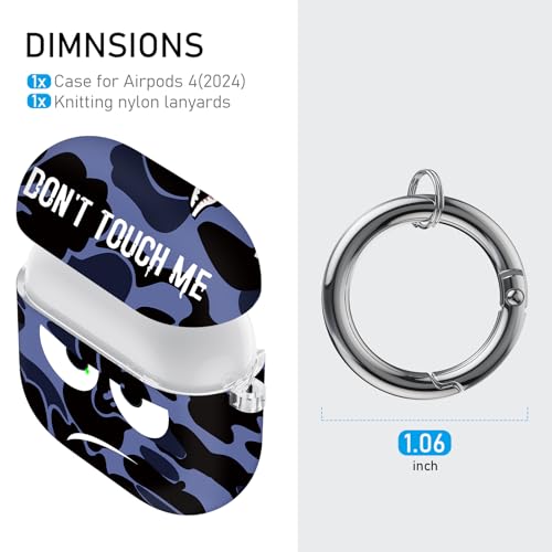 Image of for Apple Airpods 4th Generation Case Covers(2024),Don't Touch Me for Airpods 4 Cover with Keychain /Lanyard Soft Cute Shockproof Cover for Women Men Compatible AirPod 4 Case,Blue