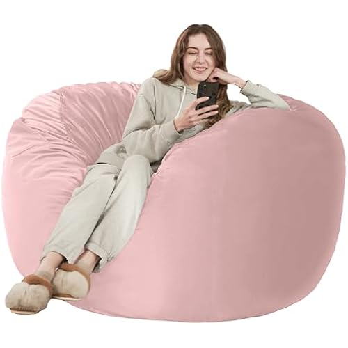 HABUTWAY Bean Bag Chair: Giant 5' Memory Foam Furniture Bean Bag Chairs for Adults with Microfiber Cover 5Ft (Pink)