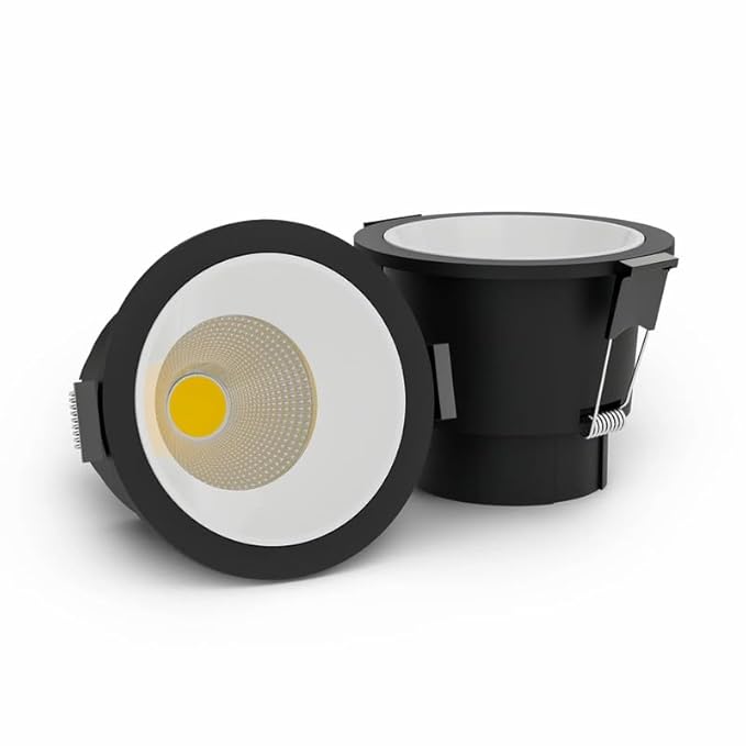 Harold Electricals 18W Alpha Series Concealed COB Spotlight | Recessed Ceiling LED Light - Black Body(White Reflector) Warm White Light