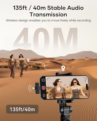 Image of Wireless Lavalier Microphone for iPhone iPad Android with Charging Case,Lapel Mic with Noise Reduction,36H Battery Life, 135ft Range, Mini Microphone for Video Recording,YouTube,Vlog,Live Streaming