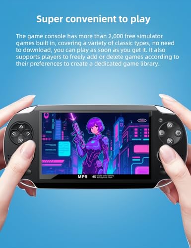 Retro Handheld-Spielkonsole, 4,3-Zoll-Bildschirm, Handheld-Gaming-System mit Zwei Joysticks, unterstützt TV-Anschluss, Geburtstagsgeschenk für Kinder und Erwachsene (Black) – Bild 4