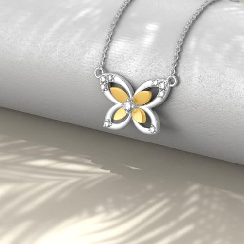 Diamond Butterfly Necklace for Women 925 Sterling Silver Butterfly Jewelry Gifts for Mom Wife Girlfriend Daughter Sister Friend4
