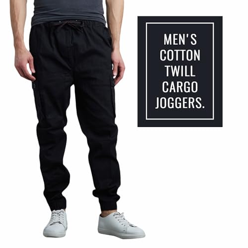 Men's Cotton Twill Cargo Joggers, Multi Pocket, Drawstring Joggers Stretch Pant for Casual, Lounging and Outdoor2