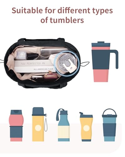 ECOHUB Large Corduroy Tote Bag with Stanley Cup Holder, Travel Tote Bags for Women, Shoulder Tote Bag with Laptop Compartment2