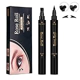 Delineadores de Ojos con sello Liquido, negro Eyeliner Waterproof Stamp, Lapiz de Ojos Impermeable Cosméticos de Maquillaje (2 piezas)