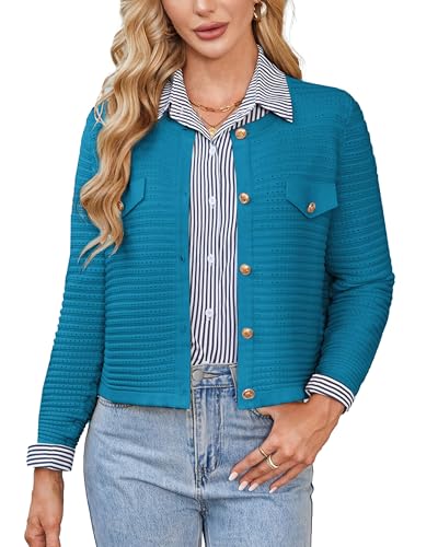 GRACE KARIN Women's Knit Cardigan Sweaters Long Sleeve Open Front Button Down Trendy Jackets Lightweight Summer Outfits