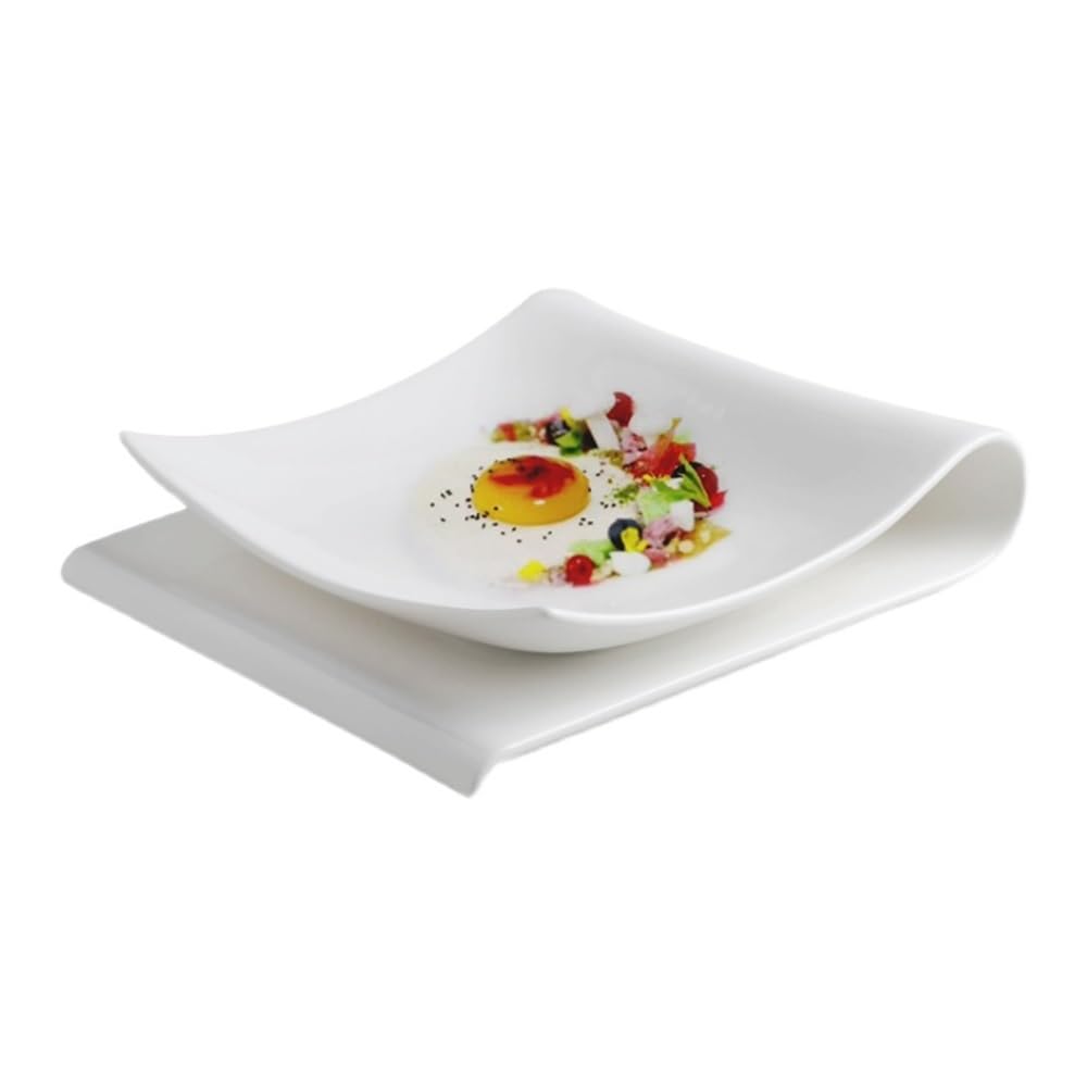 Platos llanos de cerámica, diseño europeo creativo para servir alimentos occidentales, frutas y postres