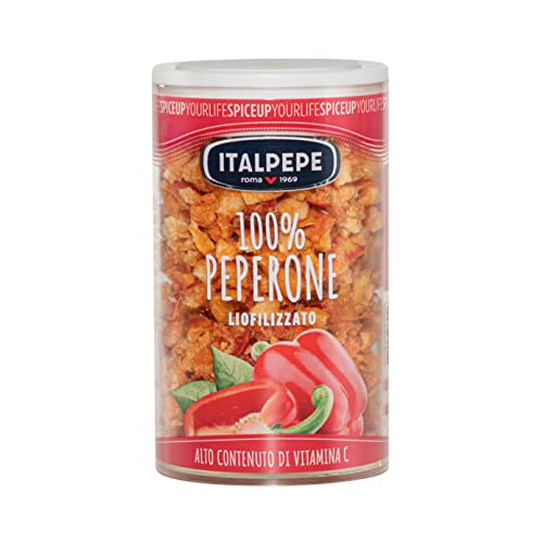 Italpepe, Peperoni Liofilizzati, Alto contenuto di Vitamina C, Ideale da Utilizzare per il Condimento di Pasta e Risotti e Aperitivi, Senza Aromi e Conservanti