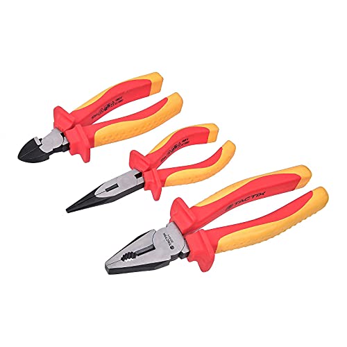 VDE Elektriker Zangen 3-tlg Set, Seitenschneider Spitzzange Kombizange 1000 V Cover