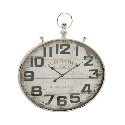 Deco 79 Metal Pocket watch Style Wall Clock, 36" x 3" x 32", White