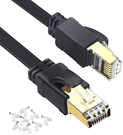 Viodo Cat 6 Ethernet Cable,Flat Internet LAN Patch Cable Cords, Cat6 Solid High Speed Computer Internet Cable with Clips, Rj45 Connectors Network Cable Faster Than Cat5e/Cat5