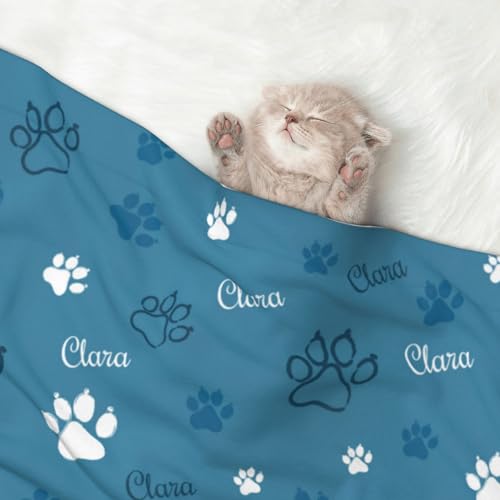 Naispanda Personalisierte Hundedecke Personalisierte Haustierdecke mit Namen, Personalisierte Geschenke für Welpen Hunde und Katzen individuelle Decke Geschenke für Haustierliebhaber