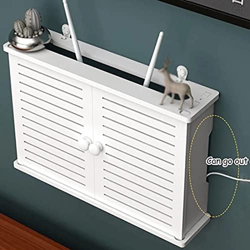 Katigan Wifi Router Storage Boxes Wooden Box Cable Power Wire Bracket Wall Hanging Plug Board Storage Shelf S