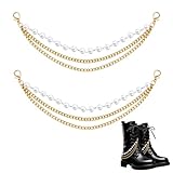 Gold Shoe Charms Chain for Women Shoe Accessories Layer Pearl Chains Shoes Chains for Sneakers Punk Bag Handbags Charm Boot Pant Chain Fashion Decor for Shoes Birthday Christmas Gifts for Her
