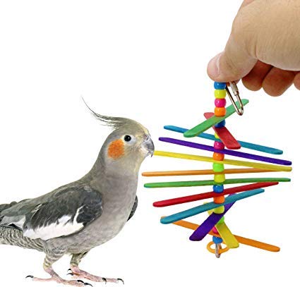 Sage Square Playful Wood Bead Hanging Toy Cage Accessories for Cockatiel, Lovebird, Budgerigar, Canary, Budgeri Birds (Small & Medium Birds) (Design C) (B081LY425H) Amazon Price History, Amazon Price Tracker