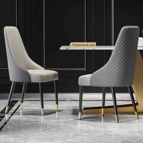 Image of 6-Seater Modern Nano Composite Marble Top Dining Table Set |2yr Warranty - Premium Top, MS Foldable Base| Suede Upholstered Chairs | Furniture for Home (Grey & Cream) - 36 inchX72 inchX30 inch in