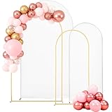 VEVOR Arch Backdrop Stand, Set of 2, 7.2 ft and 6 ft, Stable Structure, Easy Assembly, Gold Metal Arch Backdrop Stand with Cover for Wedding, Birthday Party, Celebration, and Ceremony Decoration