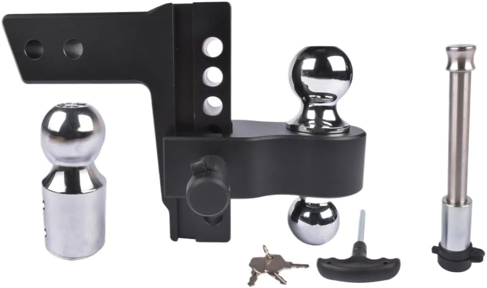 Black Adjustable Trailer Hitch Fits 2.5 Inch Receiver 6 Inch Drop Rise Heavy Duty Aluminum Drop Hitch 18500 LBS GTW