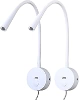 Vista 11 de Lámpara de lectura de pared, apliques de luz LED, 3 W, blanco cálido, 3000 K, enchufe para lectura de libros (2 unidades, cable de 3000 K)