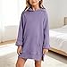 Girls Warmy Oversized Hoodie Dress Casual Long Sleeve Split Hem Drawstring Sweatshirt Comfrt Soft Kids Pullover with Kangaroo Pocket Loose Fit Hoodies for Girl Tween Fashion Clothes 5-14 Years Purple