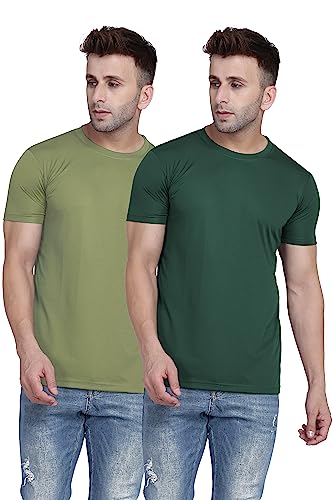 Image of TQH Men Dri Fit Polyester Half Sleeve Round Neck Multicolor t Shirts - Combo Set of 2