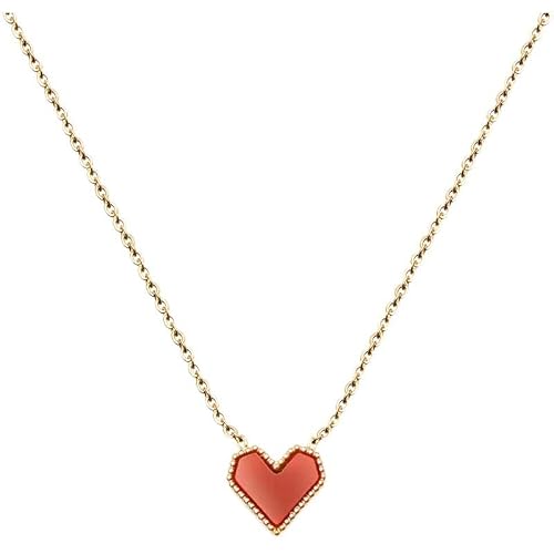 Image of crayfomo Red Heart Necklace for Women, 18K Gold Plated Enamel Fill Pendant Necklace Birthday Dainty Jewelry Gift for Mother Wife