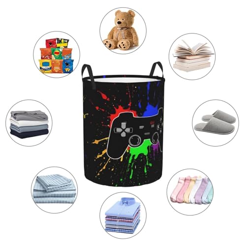 Gbuzozie 38l Round Laundry Hamper Game Joystick Storage Basket Waterproof Coating Organizer Bin For Nursery Clothes Toys by Gbuzozie - Image 9