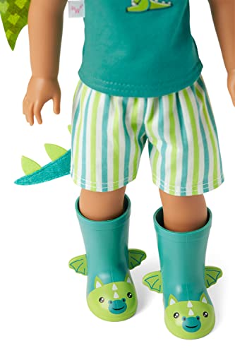 American Girl Welliewishers Bryant 14.5-Inch Doll With Green Eyes, Medium Skin, Freckles, Brown Hair, A Short-Sleeved T-Shirt, Blue-And-Green Striped Shorts, Glittery Dragon Wings, Ages 4+ #TOP3