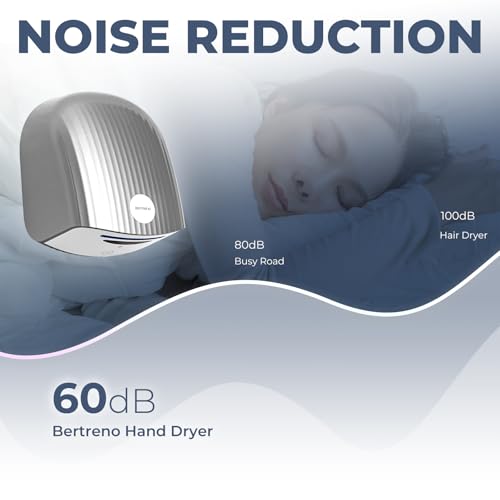 Sèche-mains à grande vitesse argent 110V compact avec lumière LED intégrée - 6
