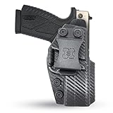 Concealed Carry Iwb Kydex Holster - by Houston - Lined Inside for Strong Retention and Maximum Protection - Reinforced Plastic Clip - Carbon Fiber - Lightweight Durable - for Bersa BP9cc (Right)
