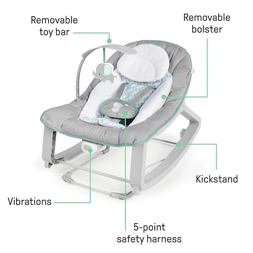 Ingenuity Keep Cozy 3-in-1 Grow with Me Vibrating Baby Bouncer, Seat & Infant to Toddler Rocker, Vibrations & -Toy Bar, 0-30 Months Up to 40 lbs (Weaver) - image 9
