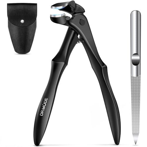 DRMODE Toenail Clippers for Thick Toenails for Seniors, Upgraded Long Handled Angled Head Toe Nail Clippers for Men Thick Nails with Wide Opening, Large Finger Nail Clippers Adult with Catcher