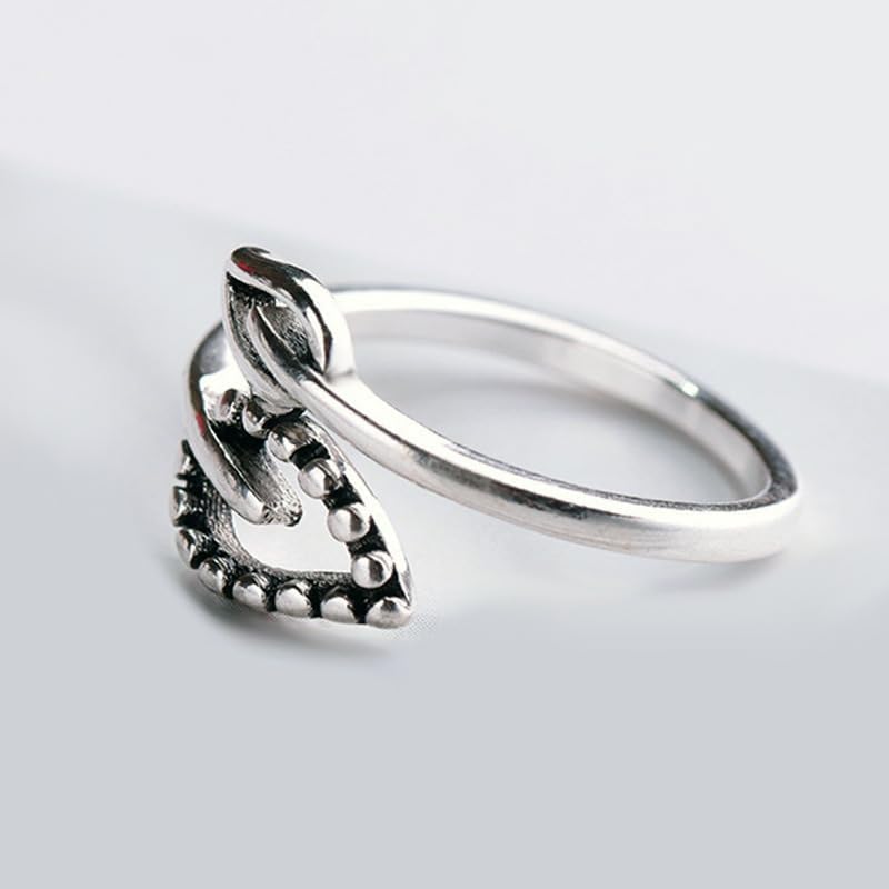 925 Sterling Silver Hollowed Out Leaf Ring, Unique Women's Fresh and Trendy Personality, Forest Style Silver Plated Retro Style Leaf Tail Ring Jewelry-Making-Patterns