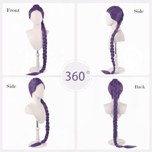 long purple braid costume cosplay wigs anime pop singers costume wigs for women men purplebraid wig halloween cosplay accessories props purple