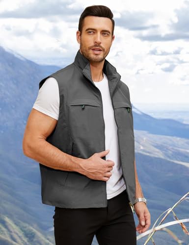 Image of Gihuo Mens Vest Casual Lightweight Vests Summer Sleeveless Jackets for Travel Hiking Fishing