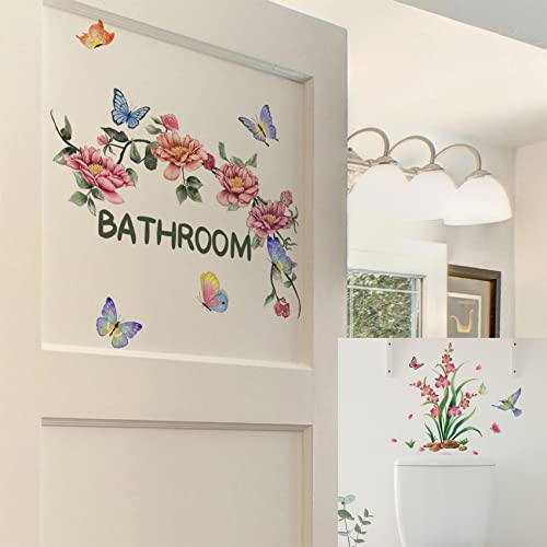 Set de 2 Vinilos Decorativos Flores y Mariposas para Baño miniatura 3