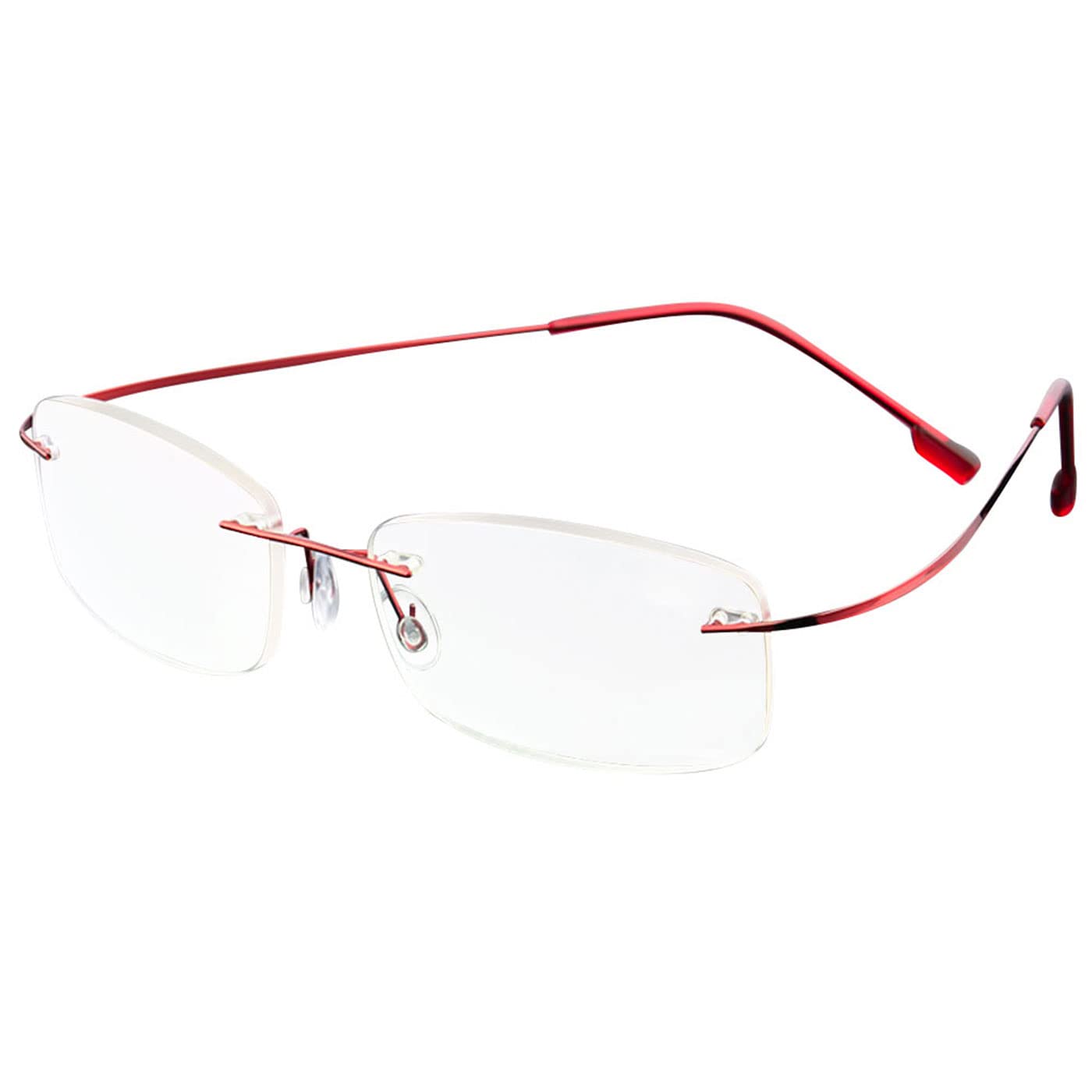 ABETOS Gafas de lectura sin montura de titanio para hombre y mujer, ultraligeras, pequeñas, sin bordes, de metal, ayuda para la lectura, a la moda, cómodas, rectangulares, sin marco, gafas de lectura