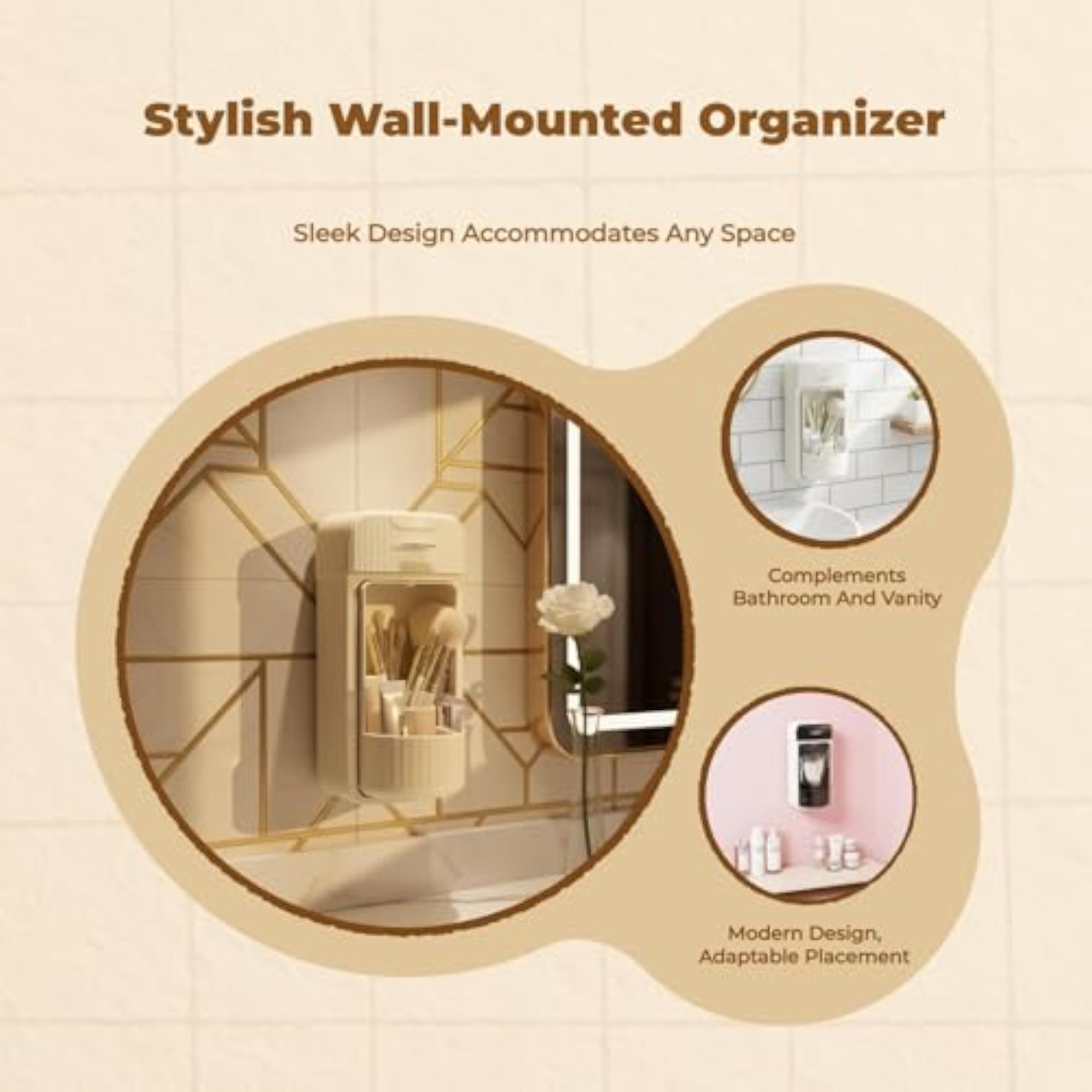 Makeup Brush Organizer, Rotating Holder for Bathroom