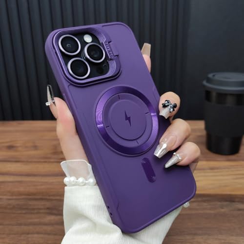 Coque de protection magnétique iPhone 16 Pro violette avec support recharge
