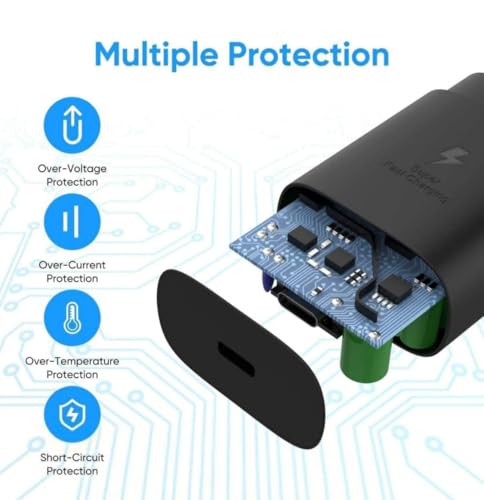 Image of 25 watt Charger Type c Compatible with Samsung Charger Original Galaxy Z Fold 5 /4 /3, Z Flip5 /4 /3, S24 /S24+ /S24 Ultra, S23 /S23+ /S23 Ultra /S23 FE S /A /M /F Series (Black, with Cable)