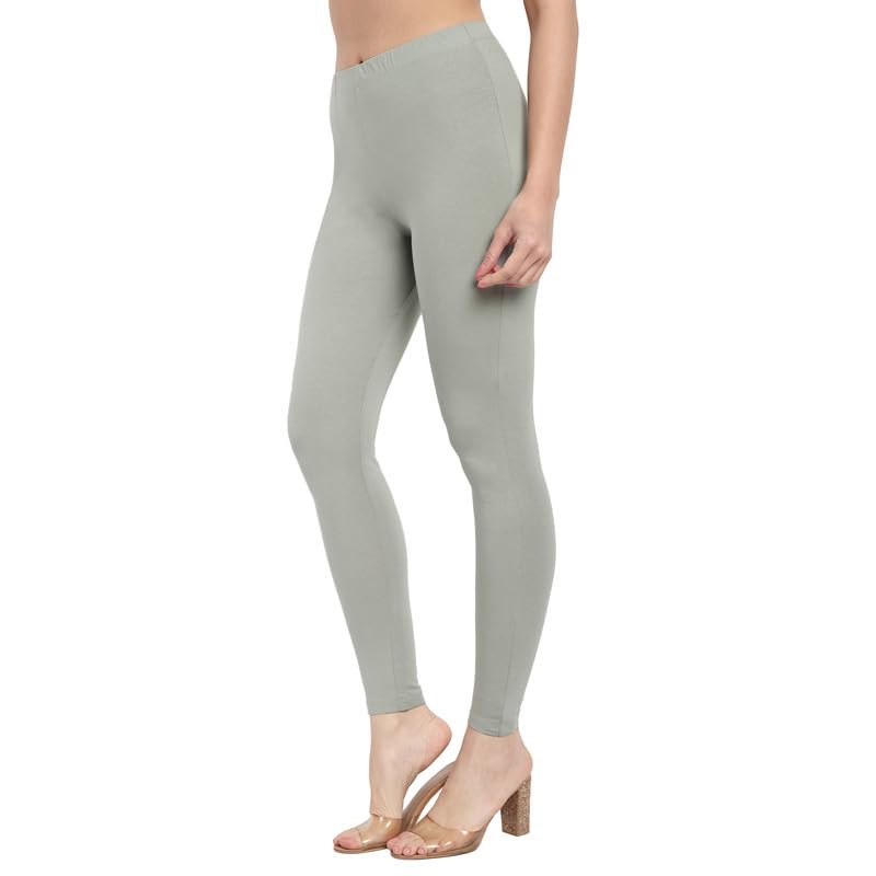 Image of ONE SKY Women Full Length Leggings | Cotton Modal Spandex Blend | High Waist Stretchable & Bio-Washed Fabric | Colour-Lock Technology | Comfortable Leggings for Women