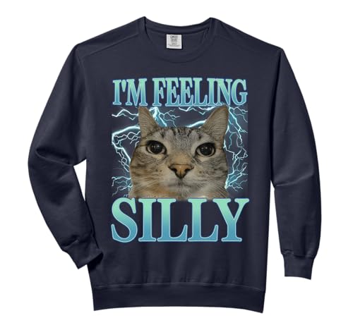 Funny Saying Cat Lover I'm Feeling Silly Cat Meme Humor Comfort Colors Adult Sweatshirt
