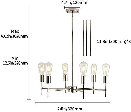 Miniatura 5 de XILICON Sputnik - Lámpara colgante industrial de mediados de siglo, 6 luces, lámpara de techo vintage