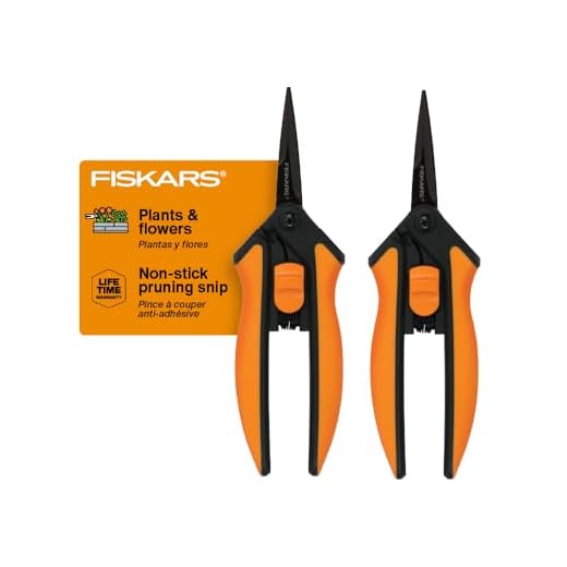 Fiskars 399241-1002 Micro-Tip Pruning Snips, Non-Stick Blades 2 Pack Orange