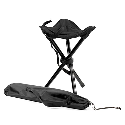 THE SECRET HOME - Conjunto de 1 y 2 Taburetes Trípode para Caza/Pesca - Alto. 33 cm x Largo. 27 cm x Ancho. 27 cm - Asiento Plegable y Portátil - Ideal para Acampada, Camping (1, Negro)